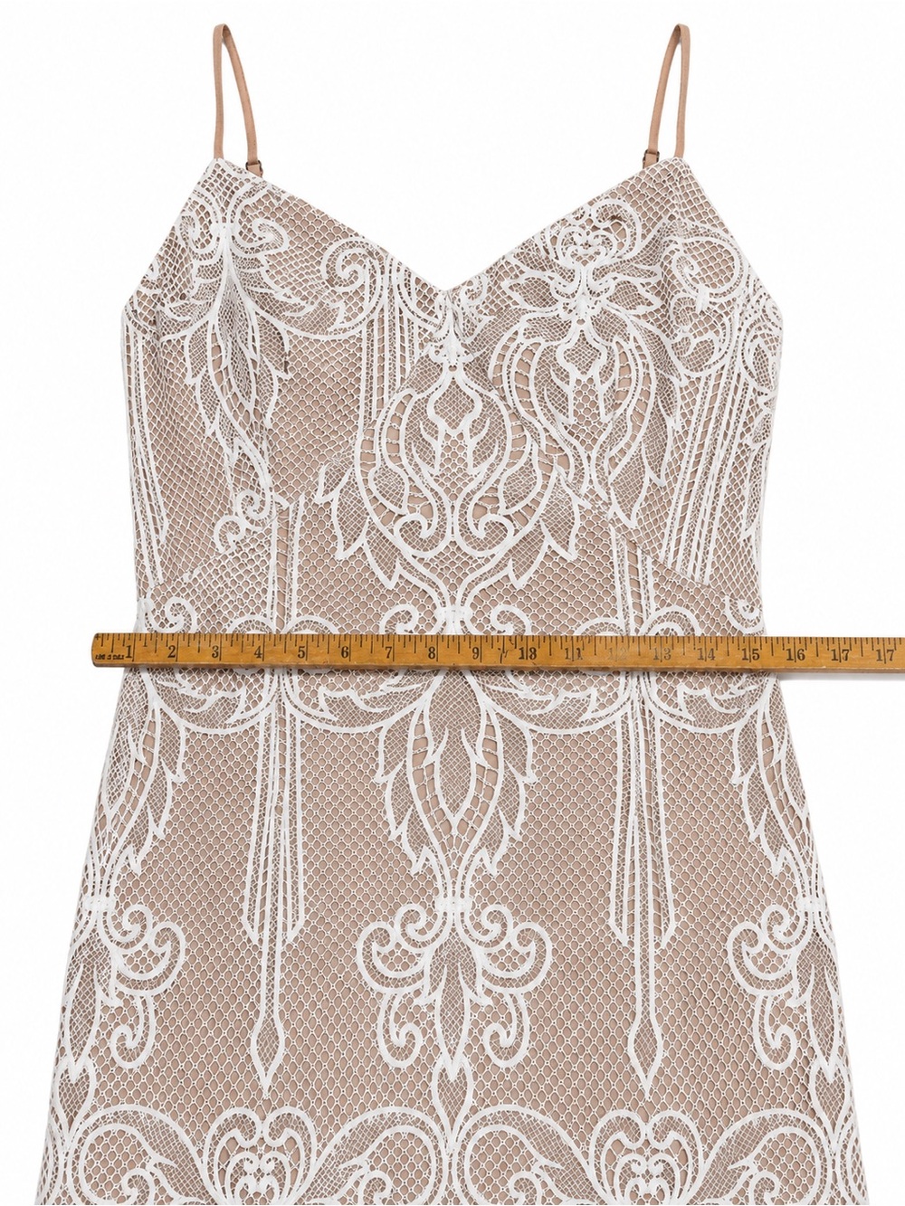 Windsor Lace Mermaid Midi Dress Ivory Nude Sheer Bodycon Bridal Size Large - Picture 5 of 11